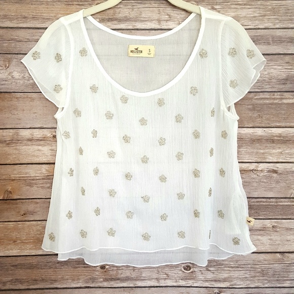 Hollister Women's Sheer Beaded Top - Picture 2 of 7